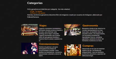 categorías y premios InstaVisa